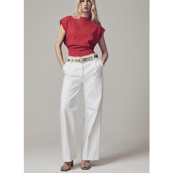 J Crew Essential Wide Leg Jeans Womens Size 34 White NWT Minimalist Quiet Luxury - Picture 1 of 10